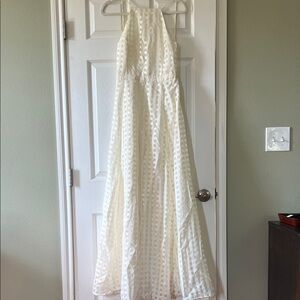 Elegant White NBD Halter Maxi Dress